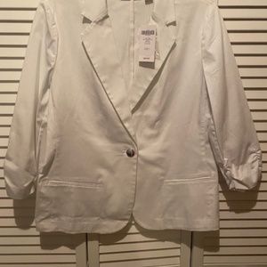 CHICO'S WHITE SUN CLOTH EMALIAH BLAZER, Size 1, NEW WITH TAG